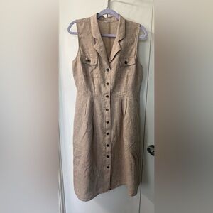 J. Jill Beige Button-Front Midi Dress see measurements for sizing